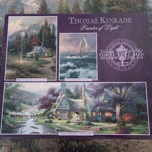 Thomas Kinkade Three Full Size Puzzle Collection 100, 550, & 700 Pieces